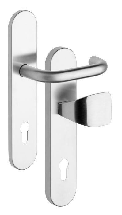 Kování bezpečnostní 802 klika/madlo H 90 mm vložka chrom nerez 0100 (R 802MO) - Kliky, okenní a dveřní kování, panty Kování dveřní Kování dveřní bezpečnostní